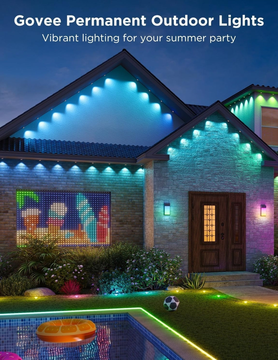 Permanent Outdoor Lights Pro, 200ft with 120 RGBIC LED Lights for Daily and Accent Lighting, 75 Scene Modes for Outdoor Decor, IP67 Waterproof, Works with Alexa, Google Assistant, Matter, White