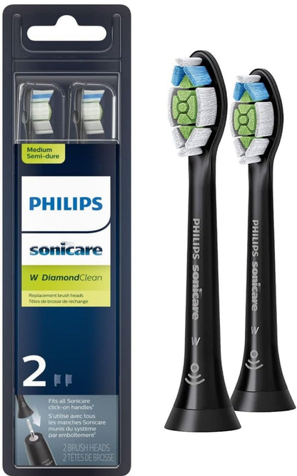 Philips Sonicare Oorspronklike W DiamondClean Tandeborselkoppe, 2 Borselkoppe (Swart) HX6062/95