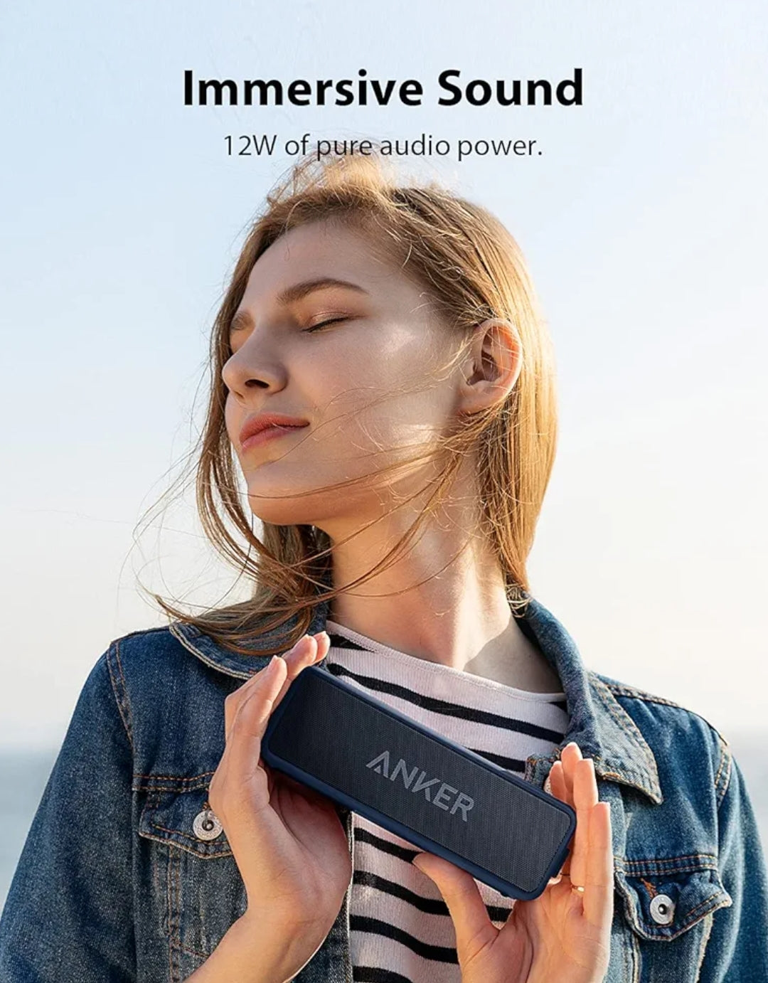 Anker Soundcore 2, 12W Dual-Driver, Portable Bluetooth Speakers for Daily Use, and Wireless, Extended Battery Life, 24-Hour Playtime, IPX7 Water Resistant, Built in Mic, 66 ft Bluetooth Range- Blue