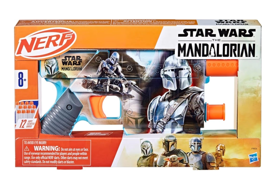 Nerf Star Wars The Mandalorian Dart Blaster w/ 12 Elite Darts Toy Foam Blasters