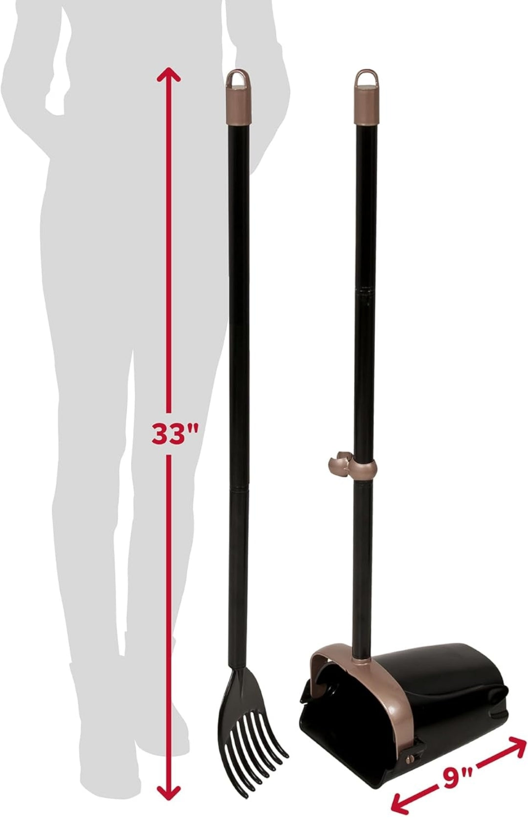 Arm & Hammer Dog Pooper Scooper Swivel Bin & Rake - Black (2 Heavy Duty Scented Waste Bags Included)