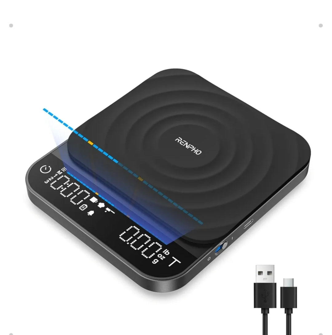 Coffee Scale w/ Timer, Rechargeable Espresso Scale Flow Rate Indicator