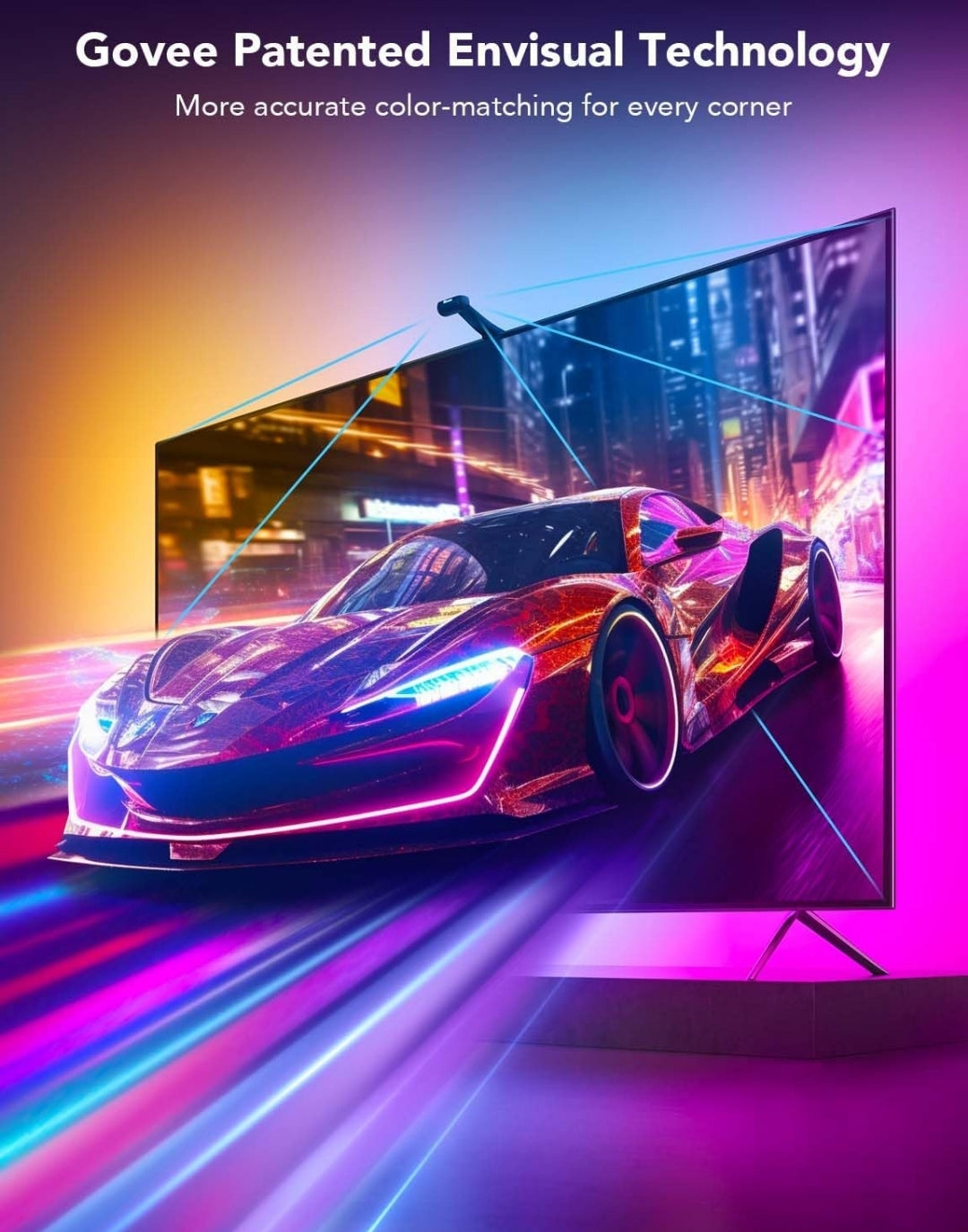 Envisual TV Backlight T2 with Dual Cameras, 16.4ft RGBIC Wi-Fi LED Backlights for 75-85 inch TVs, Double Light Beads - Smart App Control
