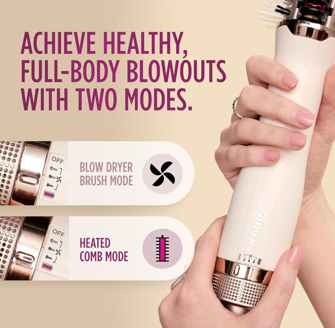 Shark HT202 SmoothStyle Heated Comb + Blow Dryer Brush, Dual Mode, for All Hair Types