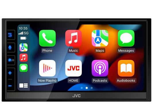 JVC KW-M788BH Apple CarPlay Android Auto Digitale Mediaspeler, Dubbel Din, 6.8 Duim LCD Raakskerm, AM/FM, HD Radio, Bluetooth, MP3-speler, USB-poort, iDatalink Maestro, SiriusXM, Motorradio