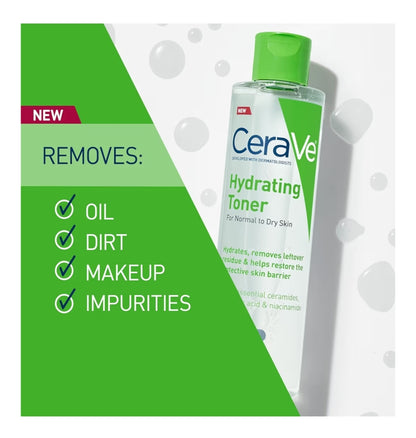 CeraVe Hidraterende Tonikum vir Gesig Nie-Alkoholies met Hialuronzuur, Niasienamied en Seramiede vir Sensitiewe Droë Vel, Reukloos (6.8 Fl Oz)