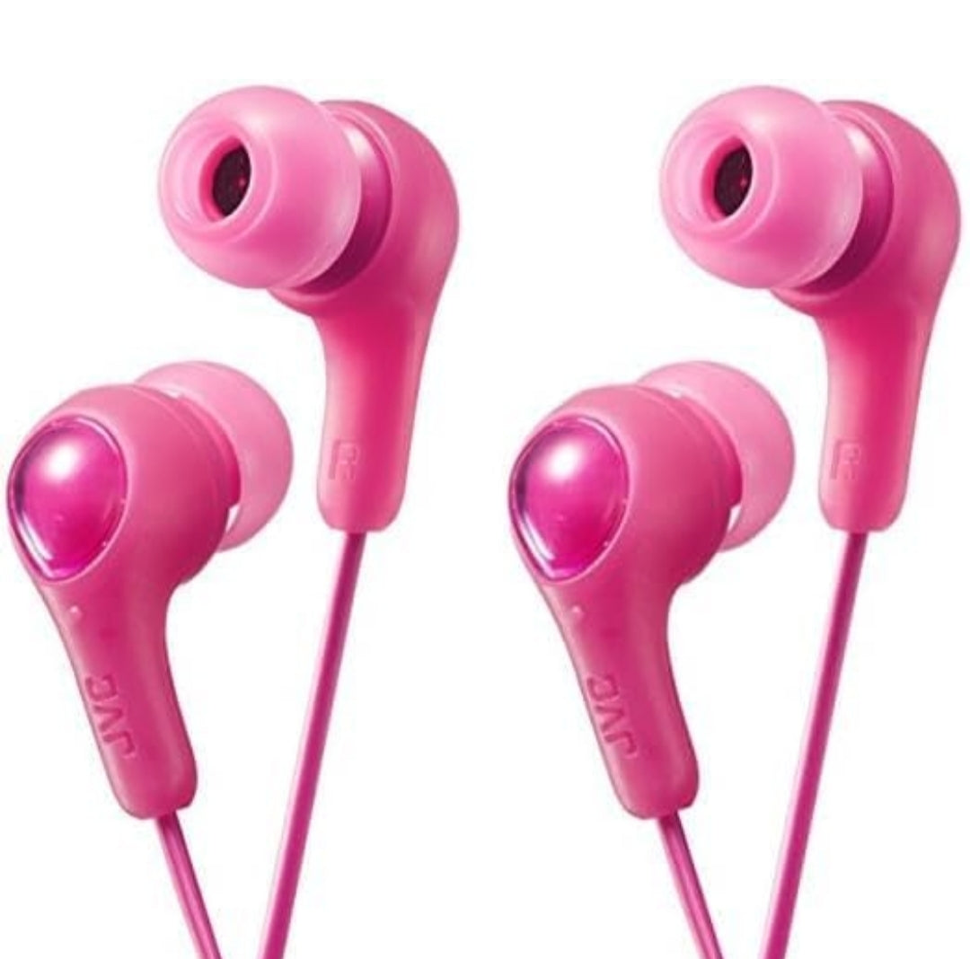 JVC Gumy "in-ear"-oorfone, kragtige klank, gemaklike en veilige pasvorm, silikoon-oorstukke S/M/L – HAFX7P Pienk, 1 Tel (Pak van 2)