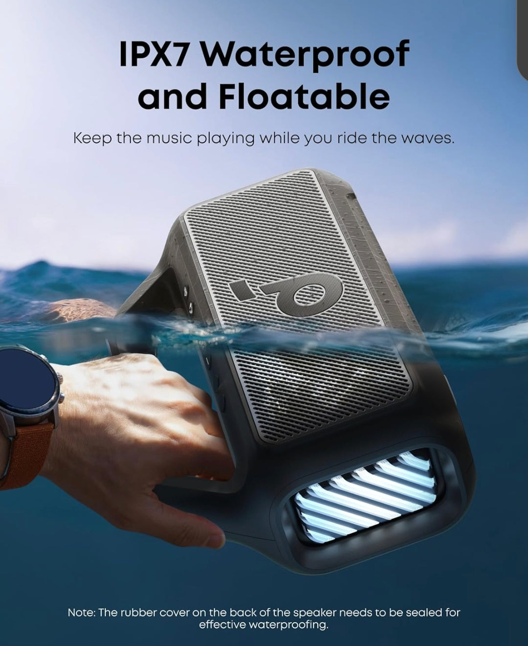 Soundcore Boom 2 By Anker, Outdoor Speaker, 80W, Subwoofer, BassUp 2.0, 24H Playtime, IPX7 Waterproof, Floatable, RGB Lights, USB-C, Custom EQ, Bluetooth 5.3, Portable for Camping, Beach, and Backyard