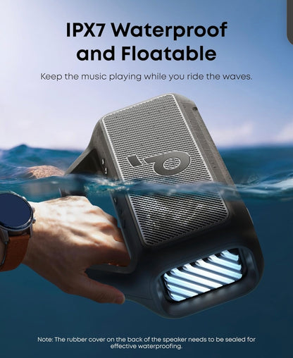 Soundcore Boom 2 By Anker, Outdoor Speaker, 80W, Subwoofer, BassUp 2.0, 24H Playtime, IPX7 Waterproof, Floatable, RGB Lights, USB-C, Custom EQ, Bluetooth 5.3, Portable for Camping, Beach, and Backyard