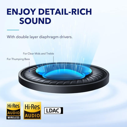Soundcore by Anker Space Q45 Adaptive Active Noise Cancelling Headphones, Reduce Noise by Up to 98%, 50H Playtime, App Control, LDAC Hi-Res Wireless Audio, Comfortable Fit, Clear Calls, Bluetooth 5.3