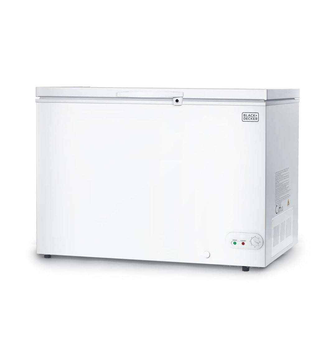 BLACK+DECKER 10 Kvt. Vt. Kisvrieskas, Diepvrieskas met Bo-opening, Vrieskas met 2 Verwyderbare Bergingsmandjies, Meganiese Temperatuurbeheer, Handmatige Ontdooiing, R600a Koelmiddel, BCF1000E, Wit