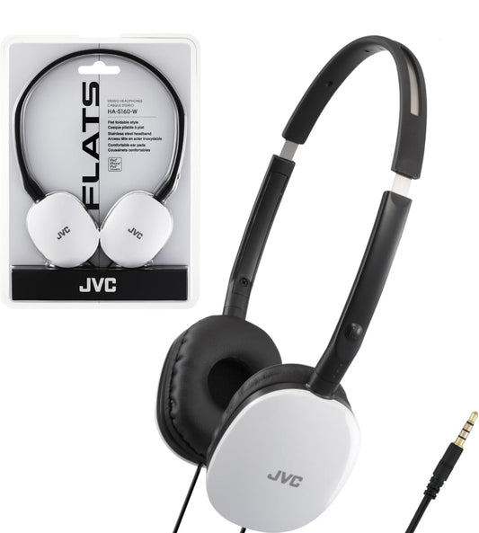 JVC Flats Oor-op-Oorfone met Draad - Plat Opvoubare Ontwerp - 30mm Drywer vir Kragtige Klank - Sagte Oorkussings vir Gemak – Staal Kopband - Liggewig & Draagbaar - Rekenaar/Skootrekenaar/Spel - 3.5mm Slank Prop