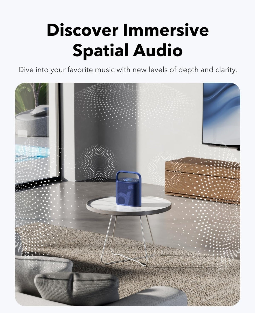 Soundcore Motion X500 Portable Bluetooth Speaker, Wireless Speaker with Immersive Spatial Audio, Wireless Hi-Res Sound with 3X Detail, 3-Channel Audio, and an Upward Firing Driver with Ambient Light