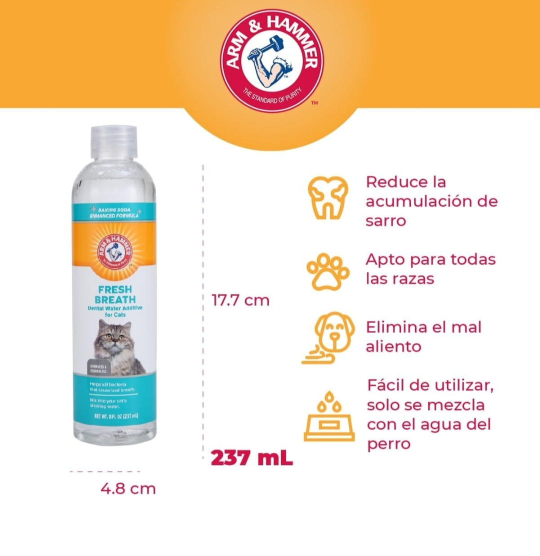 Arm & Hammer for Pets Advanced Care Dental Water Additive for Cats Odorless and Flavorless Cat Dental Rinse (8oz)