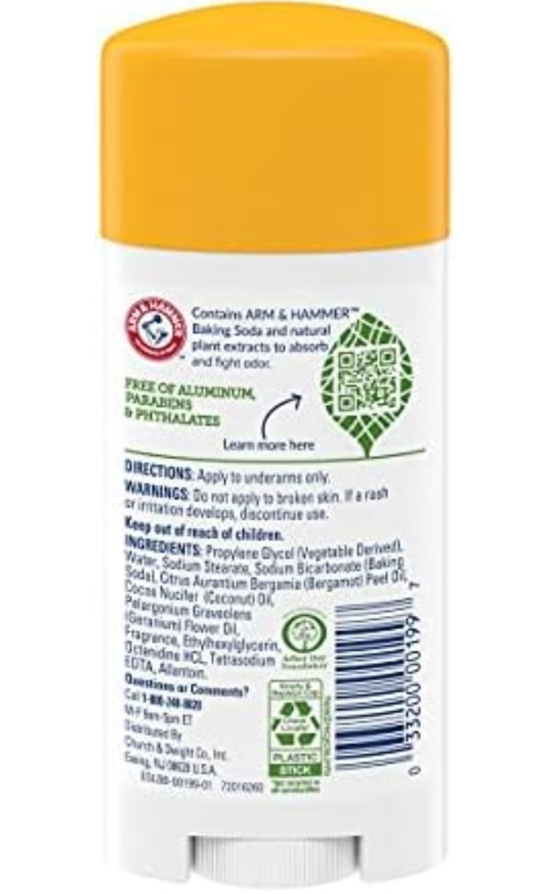 ARM & HAMMER Essentials Deodorant- Clean Juniper Berry- Wide Stick w/ Natural Deodorizers 2.5 oz (Pack of 2)