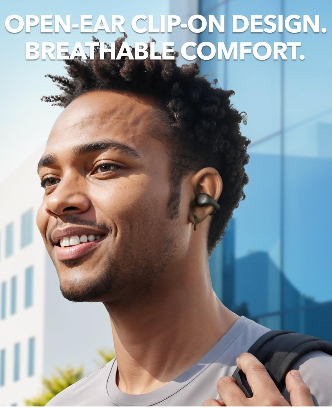 Soundcore C40i by Anker, Open-Ear Earbuds, Clip-On Headphones, Flexible Joint Design, Button Controls, Lightweight Comfort, Stable Fit with Attachable Ear Grips, Expansive Drivers for Clear Sound