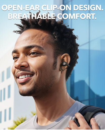 Soundcore C40i by Anker, Open-Ear Earbuds, Clip-On Headphones, Flexible Joint Design, Button Controls, Lightweight Comfort, Stable Fit with Attachable Ear Grips, Expansive Drivers for Clear Sound