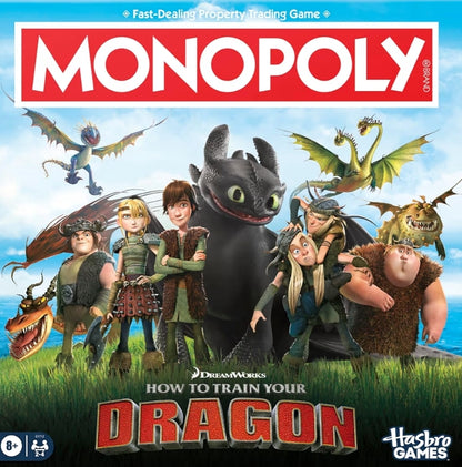 Monopoly DreamWorks How to Train Your Dragon Edition Board Game - Fun Family Games for Kids, Teens & Adults