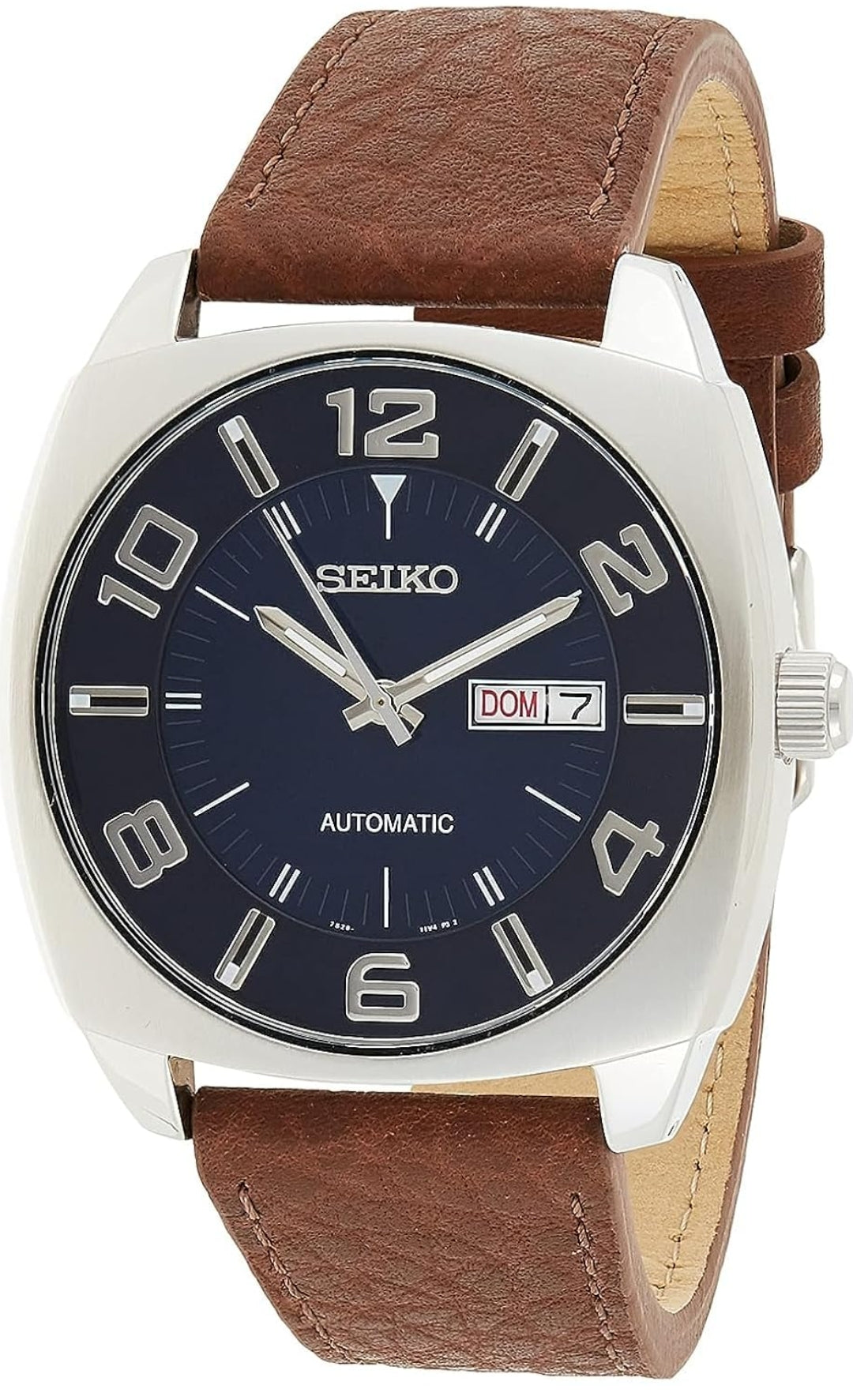 SEIKO Outomatiese Horlosie vir Mans - Recraft Reeks - Bruin Leerband, Dag/Datum Kalender, 50m Waterbestand