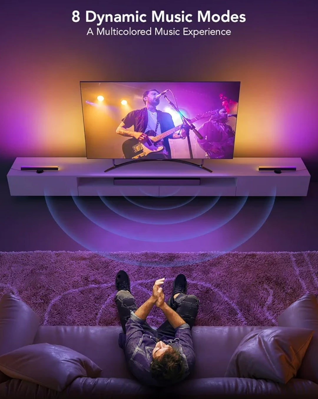 Govee RGBIC Light Bars, 15 Inches WiFi TV Backlight Suitable for 45-70 inch TVs, Smart Light Bars with Multiple Placement Options, Work with Alexa and Google Assistant, Black