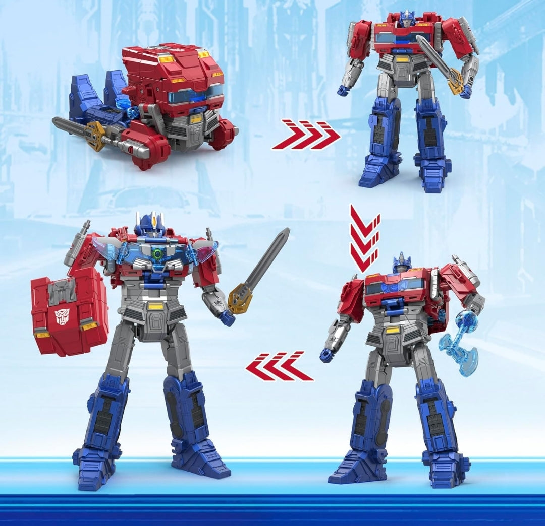Transformers One Movie Power Flip Optimus Prime (Orion Pax) Converting Action Figure, 4 Modes, 10-inch Interactive Electronic Toy, Lights & Sounds, 6+