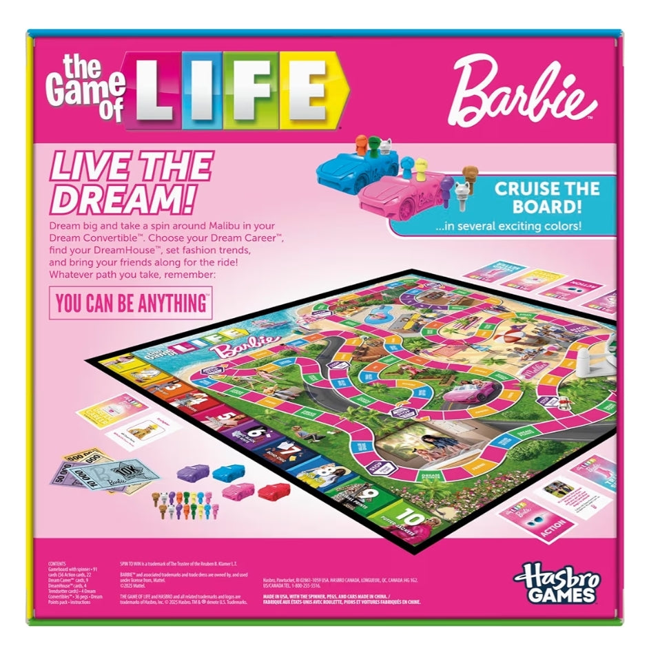 Hasbro Games The Game of Life: Barbie Edition Board Game - Fun Family Games