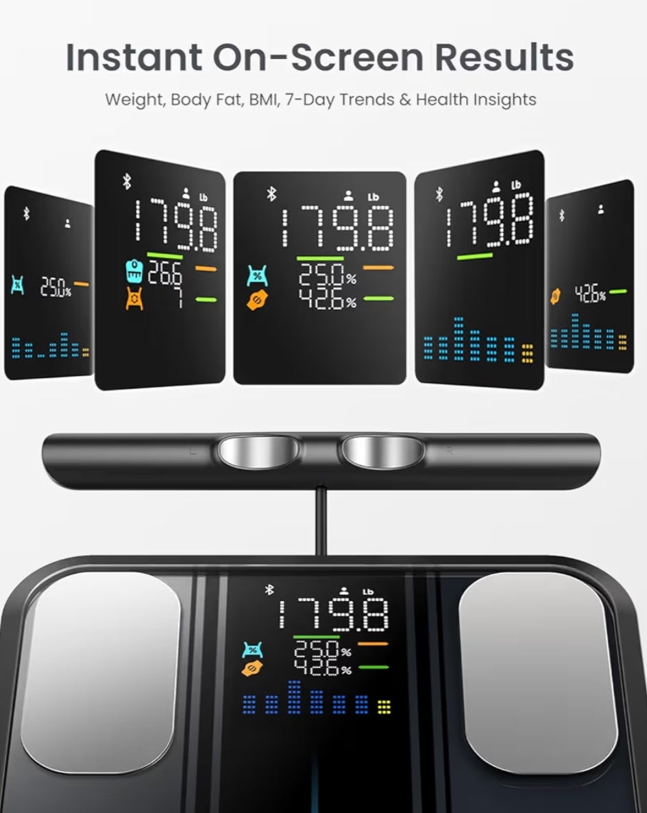 Bundle Smart Scale w/ 8 Electrodes Larger Platform & Digital Food Scale with Nutritional Calculator