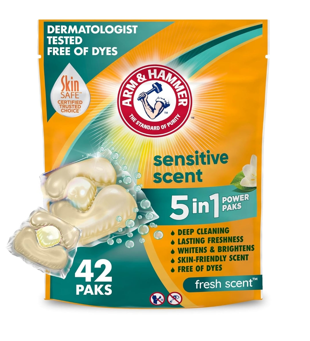 Arm & Hammer Sensitive Fresh Scent 5-IN-1 Power Paks (42 count)