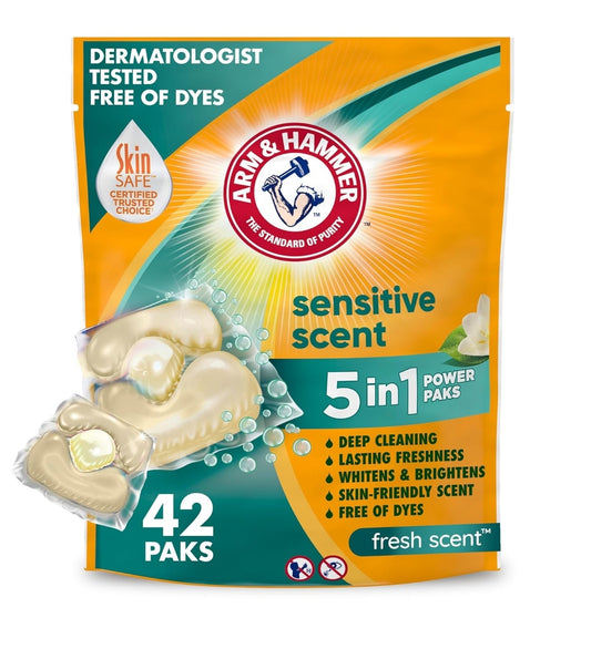 Arm & Hammer Sensitive Fresh Scent 5-IN-1 Power Paks (42 stuks)