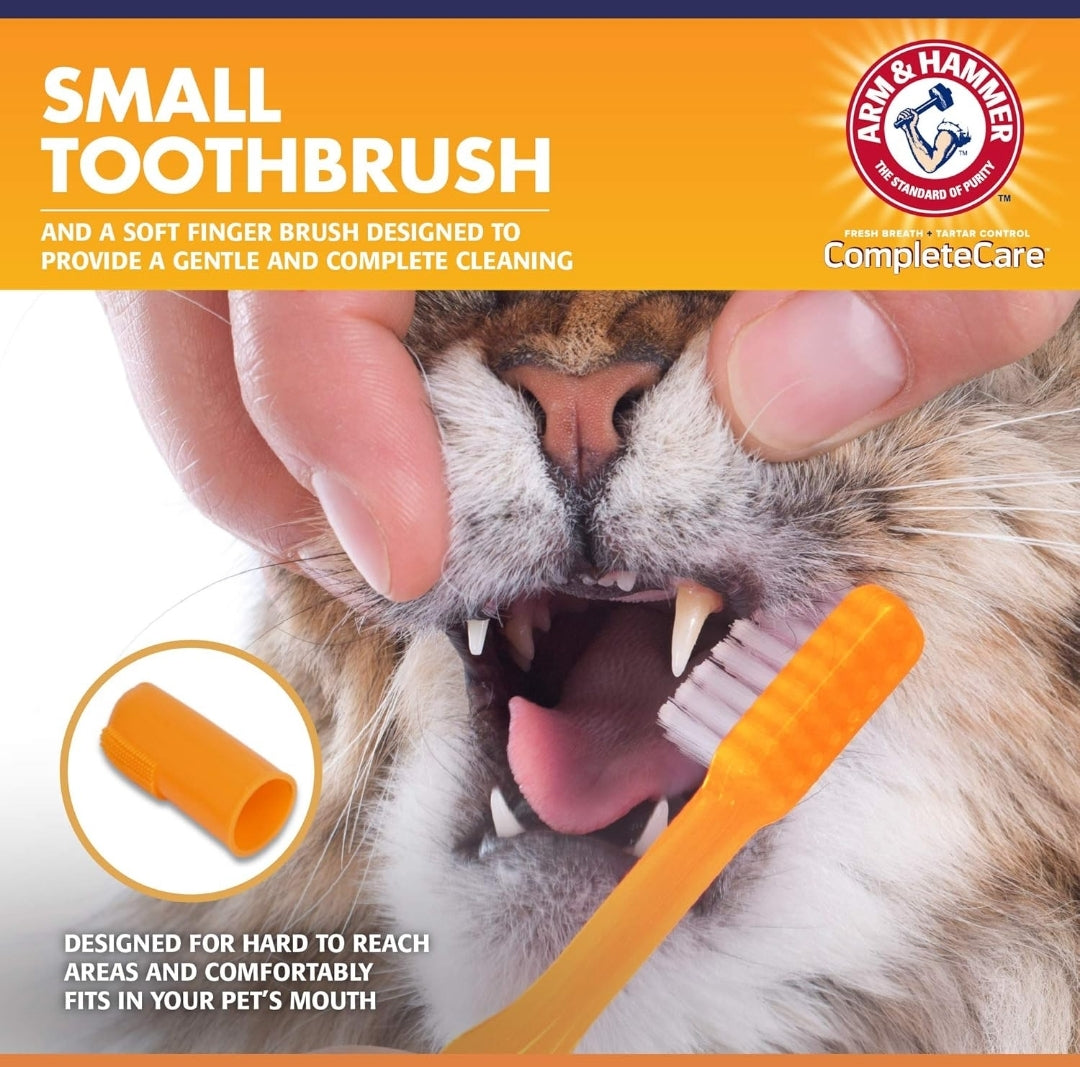 Arm & Hammer for Pets Complete Care Cat & Kitten Dental Kit | Includes 2.5 oz Tuna Flavor Enzymatic Cat