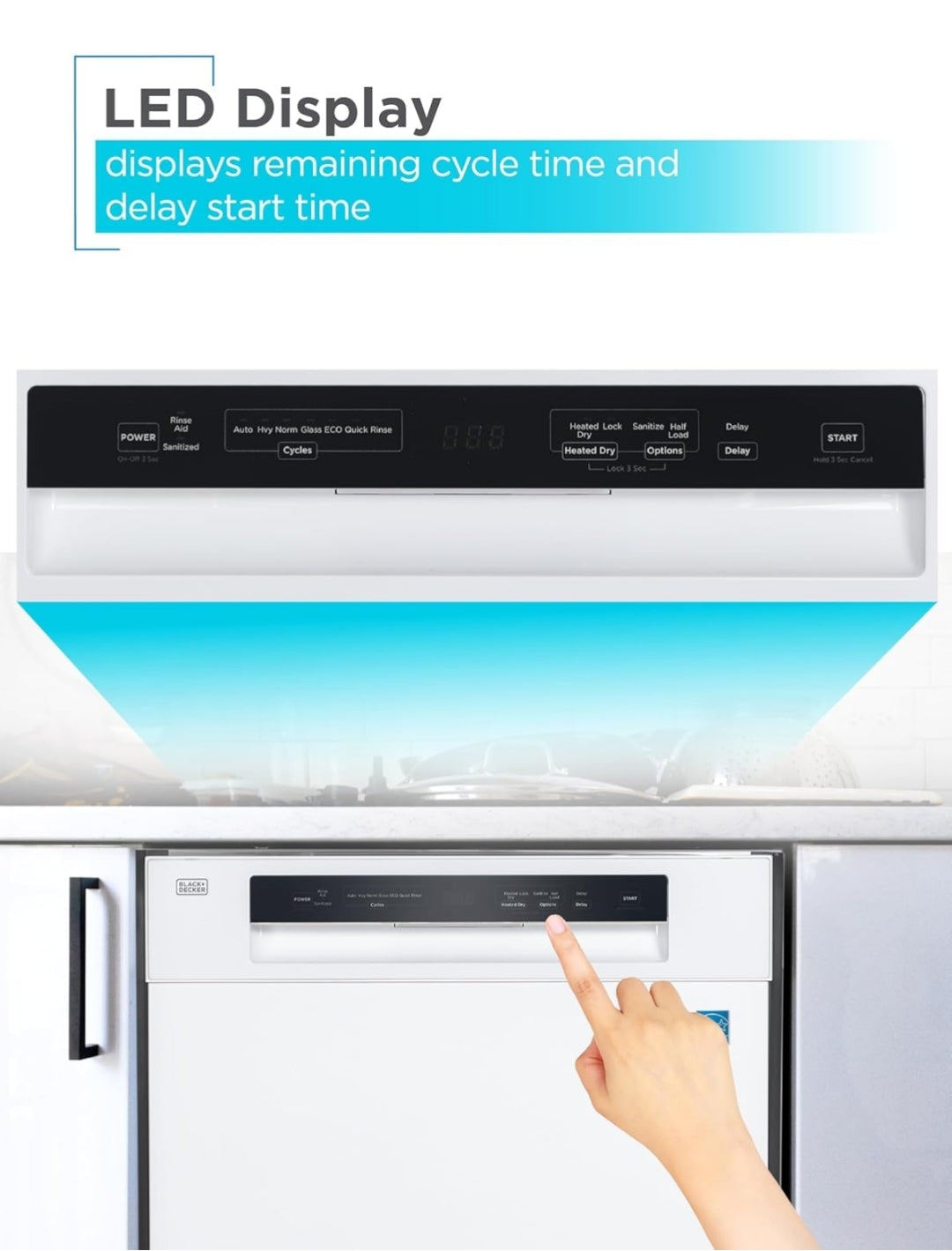 BLACK+DECKER 24" Ingeboude Skottelgoedwasser, 12-Plekkie Plaatkapasiteit met Vlekvrye Staalbad, Skottelgoedwasser met 5 Wasprogramme en Slim Wasiklus, ENERGY STAR Gesertifiseer, BDW100MW, Wit