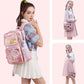 Girls Clear Backpack,2 PCS Large Backpacks Set,Heavy Duty Bookbag Stadium Approved Daypack Transparent Women Bag See Through Daypack for Kids Elementary Middle School Students Teens Sport Pink