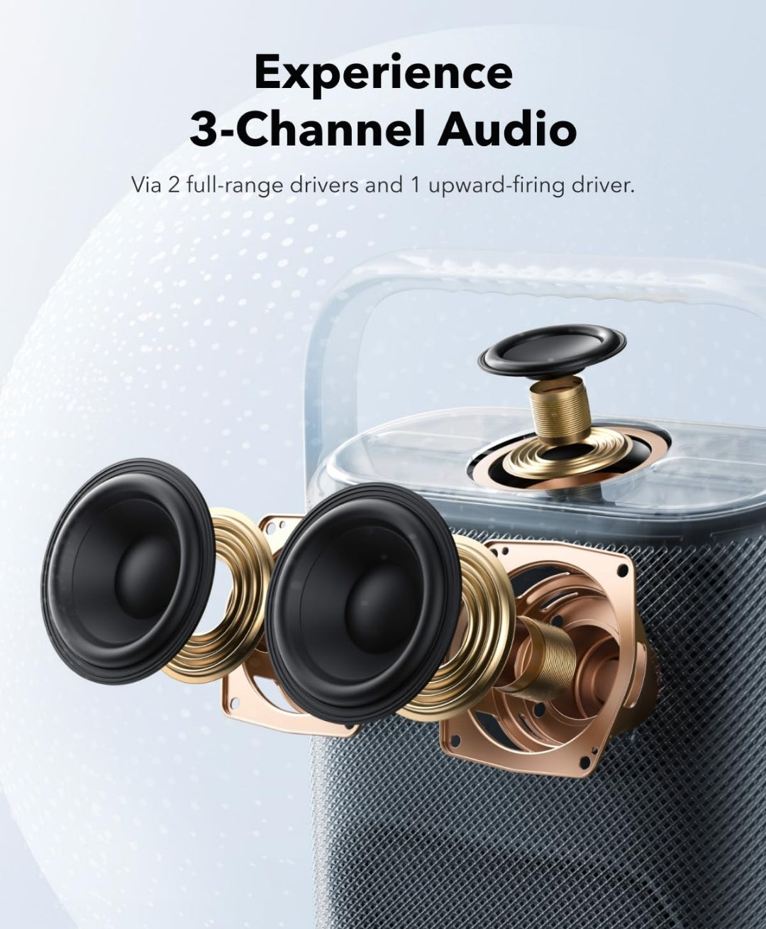 Soundcore Motion X500 Portable Bluetooth Speaker, Wireless Speaker with Immersive Spatial Audio, Wireless Hi-Res Sound with 3X Detail, 3-Channel Audio, and an Upward Firing Driver with Ambient Light
