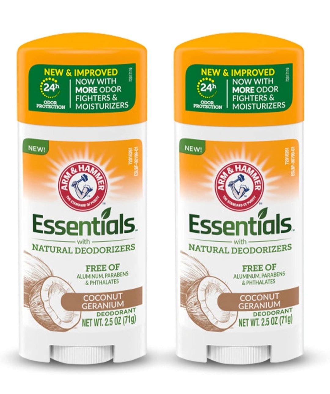 ARM & HAMMER Essentials Deodorant w/ Natural Deodorizers - Coconut Geranium (Pack of 2)