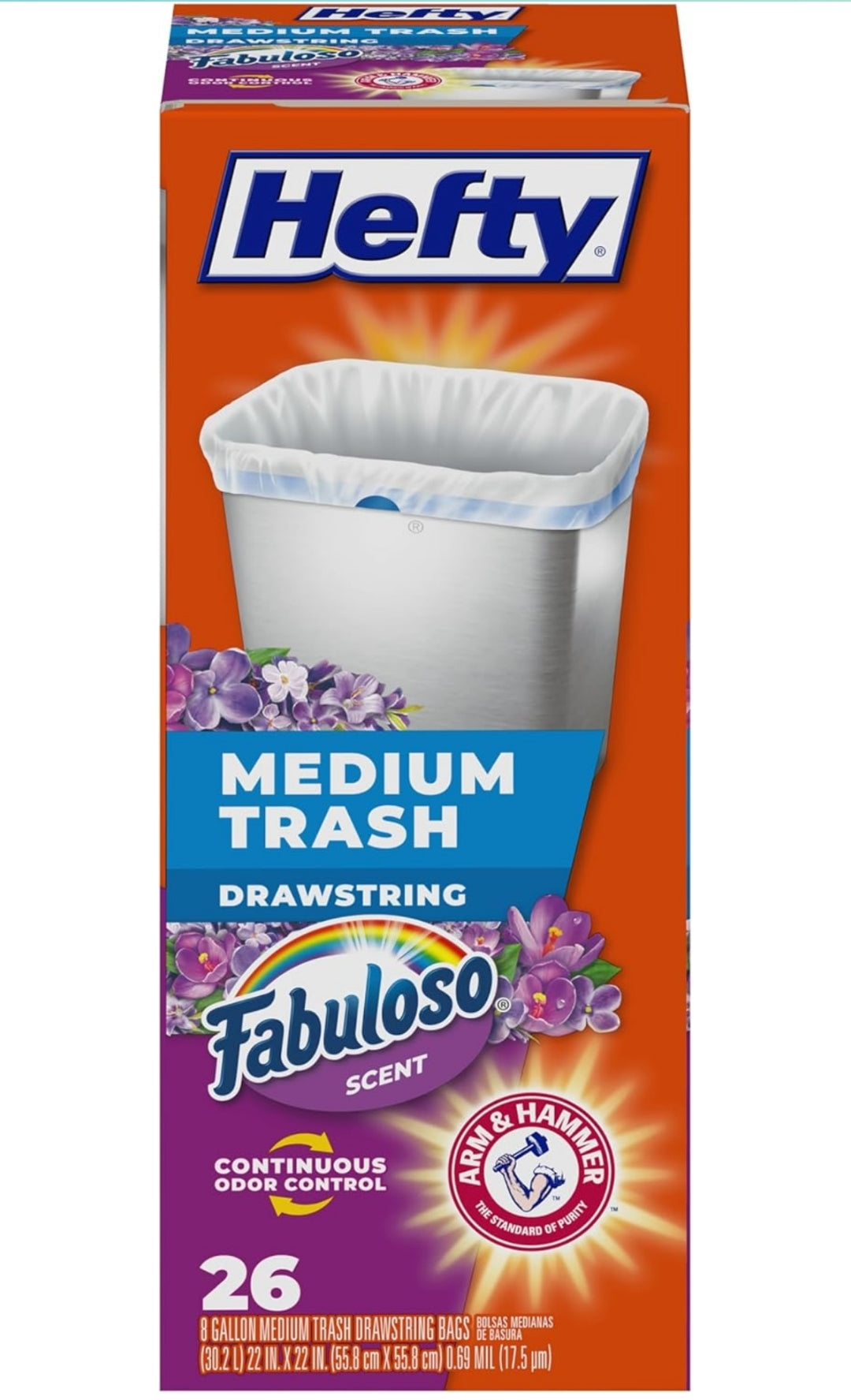 Hefty Medium Trash Bags, Fabuloso Scent - 8 Gallon (26 CT)