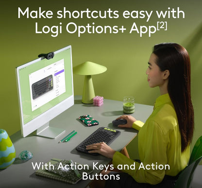 Logitech POP ICON Combo, Bluetooth-sleutelbord-en-muiscombo, gemaklike tik, programmeerbare sleutels en knoppies, stil klikke, maklike wisseling vir tot 3 toestelle – grafiet en lemmetjie