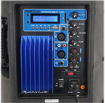 Rockville RPG10BT V2 10" 600W Aangedrewe DJ PA Luidspreker met Bluetooth, Diep Bas, 2-kanaal menger, EQ, Koordlose Afstandbeheer