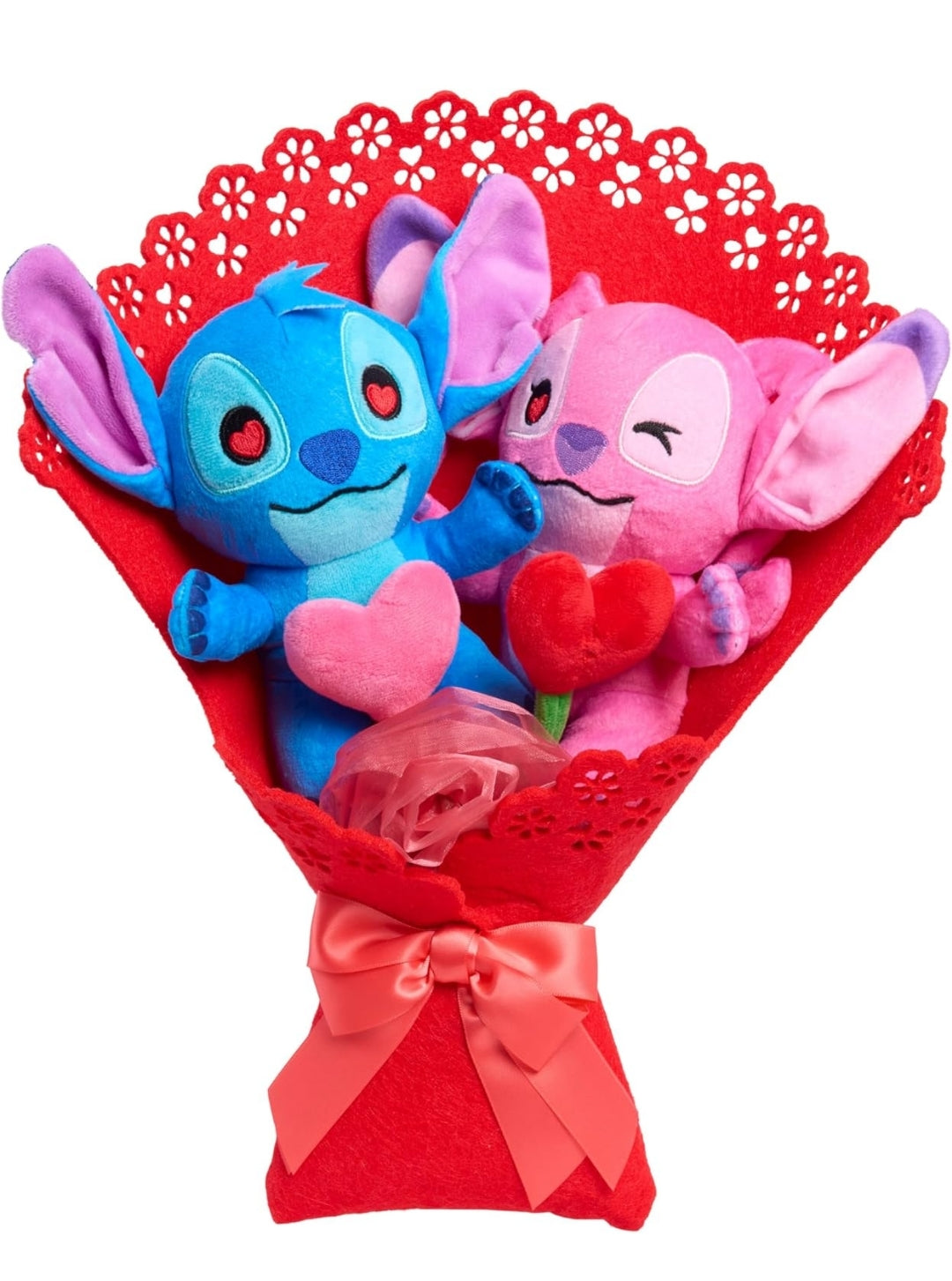 Disney Stitch Valentine 13.5-inch Medium Plush Bouquet, 4 Stuffed Animals Included, Kids Toys for Ages 3 Up by Just Play