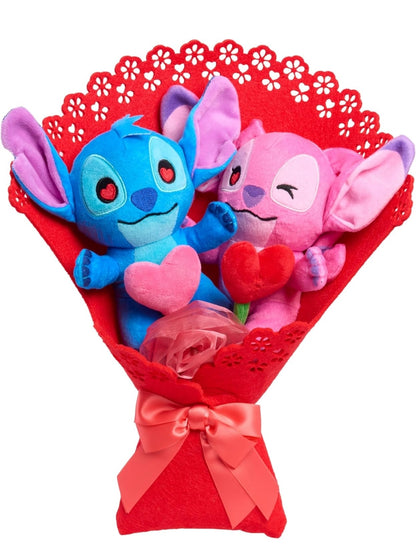 Disney Stitch Valentine 13.5-inch Medium Plush Bouquet, 4 Stuffed Animals Included, Kids Toys for Ages 3 Up by Just Play