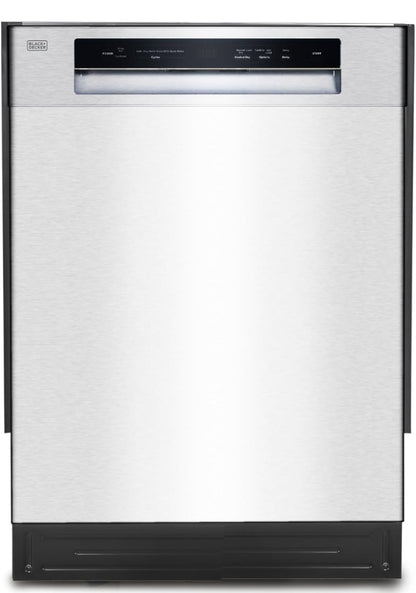 BLACK+DECKER 24" Ingeboude Skottelgoedwasser, 12-Plekkie-Opstelling-Kapasiteit met Vlekvrye Staal Binnekant, Skottelgoedwasser met 5 Wasprogramme en Slim Wasiklus, ENERGY STAR-gesertifiseer, BDW100MS, Vlekvrye Staal