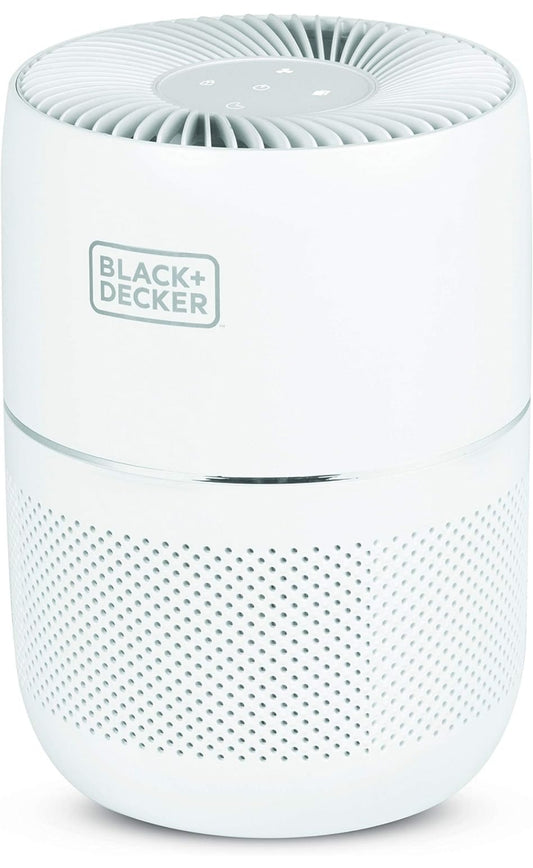 BLACK+DECKER Tafelblad Lugreiniger, HEPA Lugreiniger vir Kamers Tot 40,4 m² per 5 Lugwisselings, 3-Stadium Filtrasiestelsel met Koolstoffilter, ENERGY STAR Gesertifiseer, BAPT01, Wit