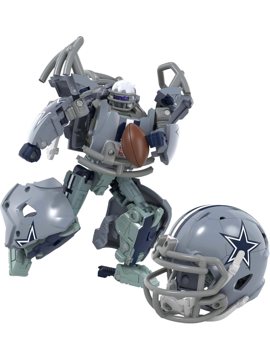 Transformers NFL Dallas Cowboys Starblitz 5.5-Inch Action Figure Changes from Robot to Helmet, Football Toys for Ages 8+