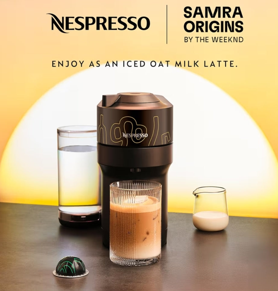 Nespresso Vertuo Pop+ Koffie- en Espressomasjien deur De'Longhi, Samra Origins deur The Weeknd - Vertuo Buna Geel
