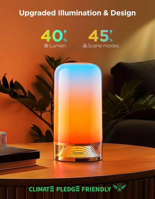 Govee RGBIC Slim Slim Tafellamp 2, Raakbedkassie Klein Tafellamp Werk met Matter, Alexa, LED-tafellamp met 64 Toneelmodusse, Kleurveranderende Lamp vir Slaapkamer Sitkamer Dimbare Naglig (Koordgekoppeld)
