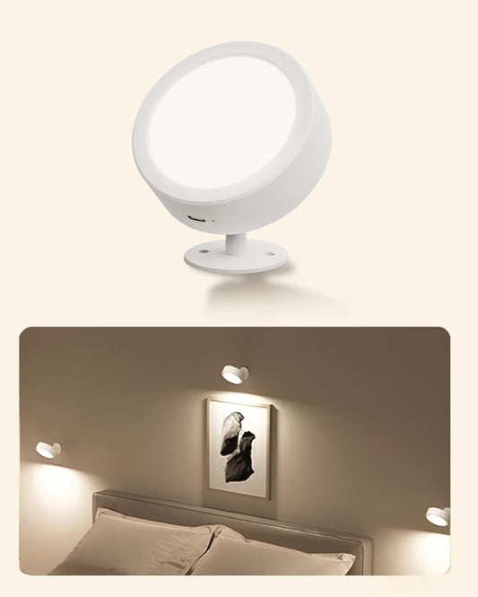LED Wall Mounted Lights, 5500mAh Rechargeable 3 Color Temps & Remote and Touch Control, 360°Rotation Dimmable Cordless (White)