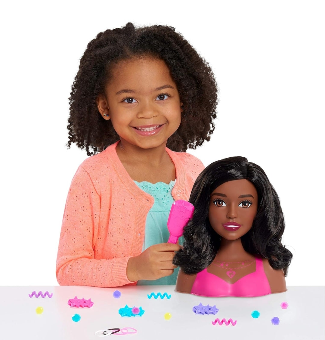 Barbie Fashionistas 8-inch Styling Head, Black Hair, 20-pieces