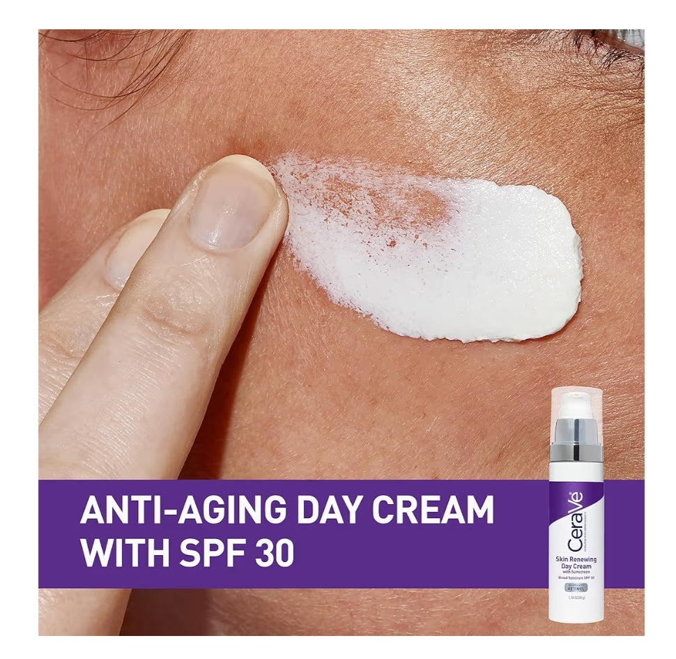 CeraVe Anti-Veroudering Gesigroom SPF 30, Anti-Rimpel Retinol Room met Hialuroonsuur en Seramiede (1.76 oz)