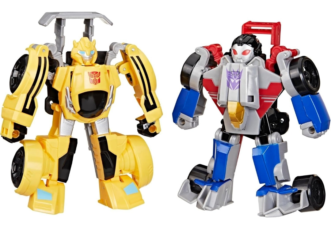Transformers Bumblebee and Starscream Bot Racers, Easy to Change from Robot Toys to Car Toys, Action Figures for Boys and Girls 3+