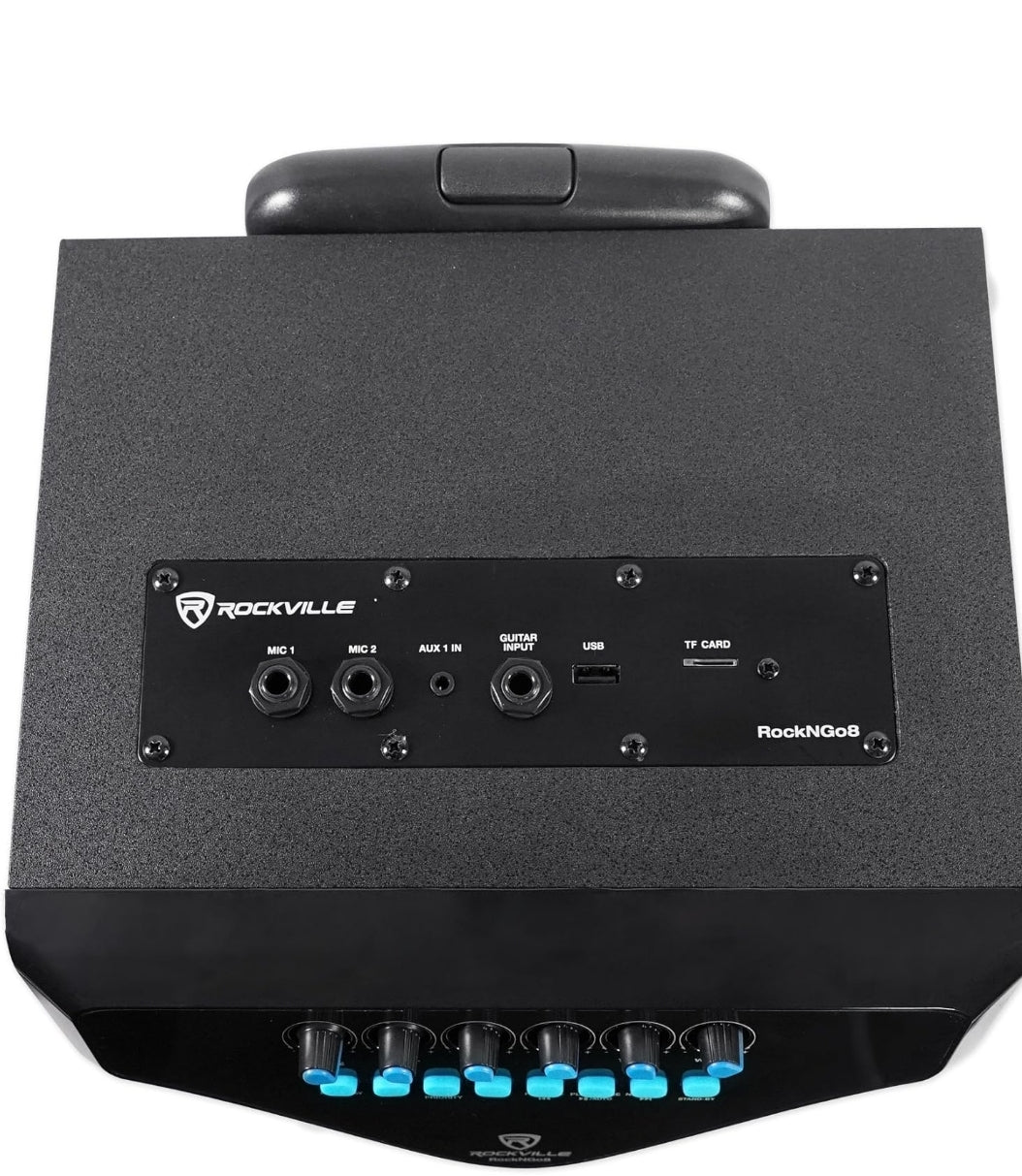Rockville ROCKnGo 8" Rechargeable PA Speaker w/Bluetooth+Headset+Wireless Mic