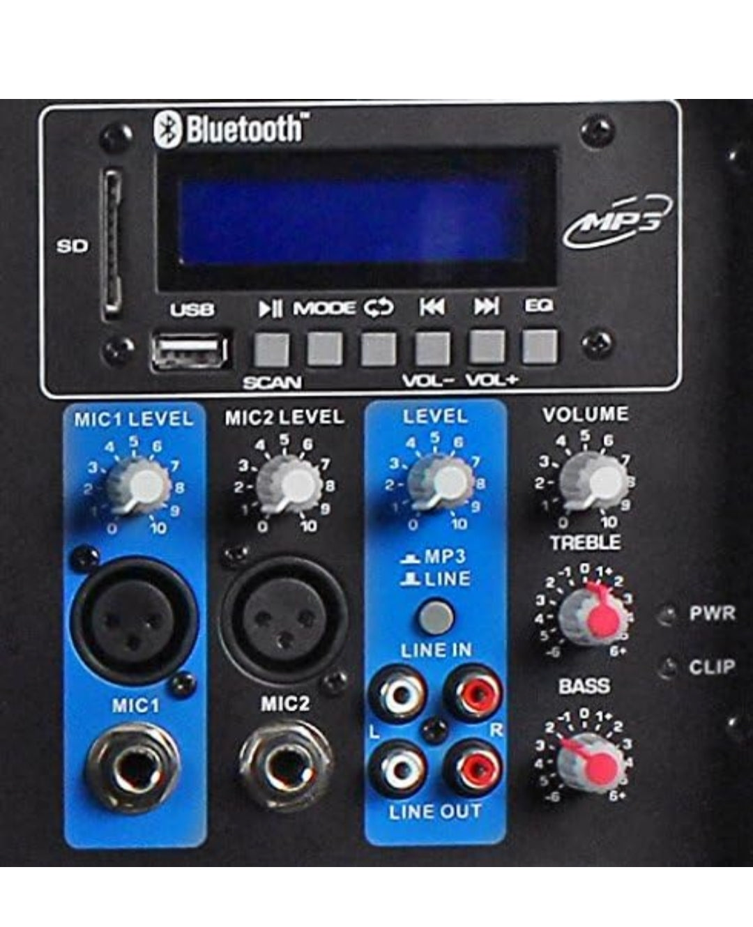 Rockville Power GIG RPG-122K All In One DJ/PA Package (2) 12" DJ/PA Speakers 1000 Watts Peak Power/250 Watts RMS with Built in Bluetooth, USB/SD Player, FM Tuner, Speaker Stands and a Wired Microphone